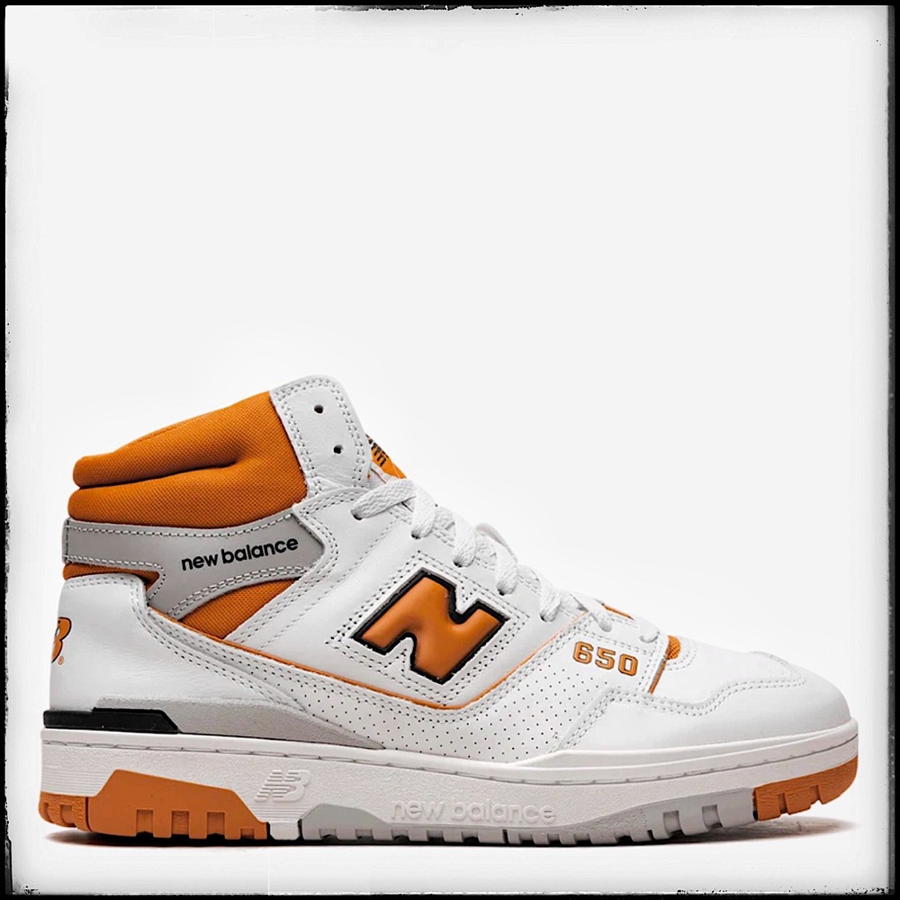 New Balance 650 🧡 White Canyon 🧡 BB650RCL NB Leather Basketball Hi-Top Sneakers